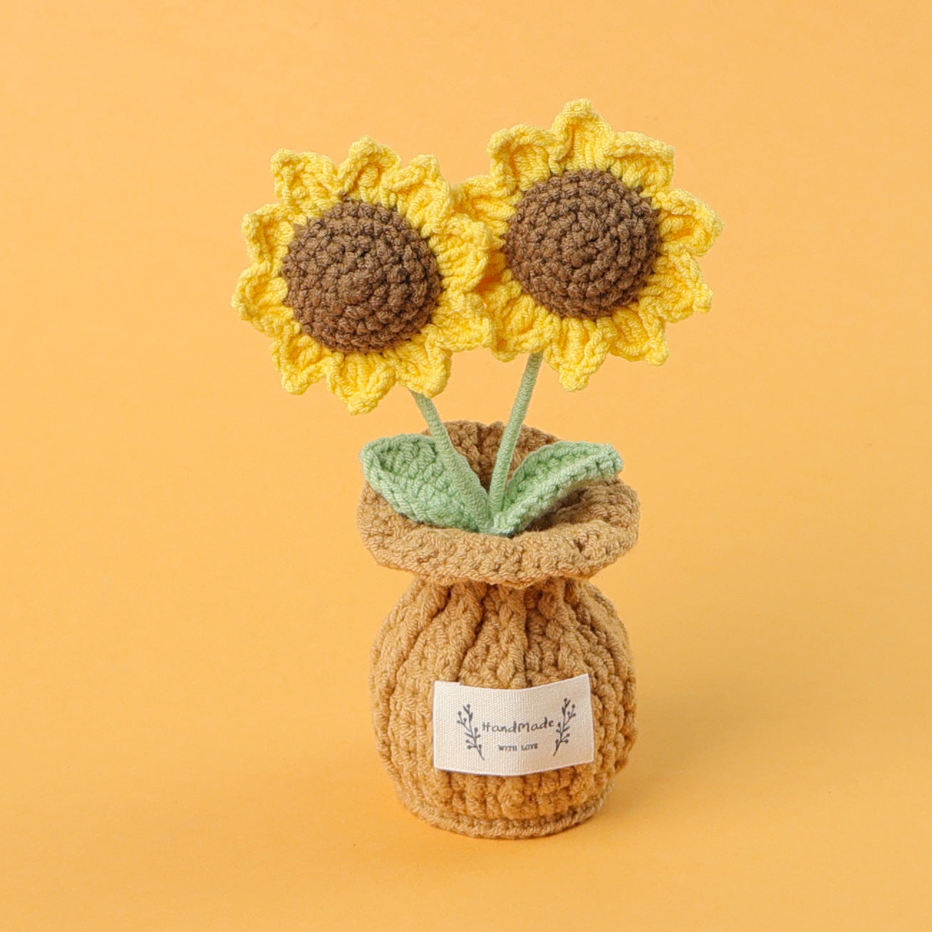Crochet Two-Headed Sunflower Plant Pot