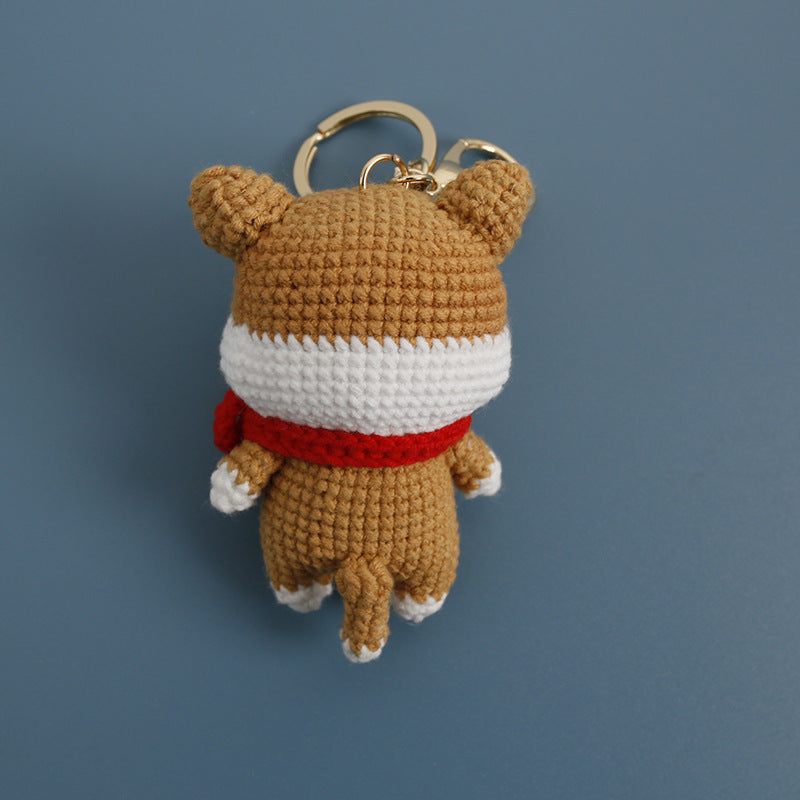 Crochet corgi with scarf keyring suitable as bag charm