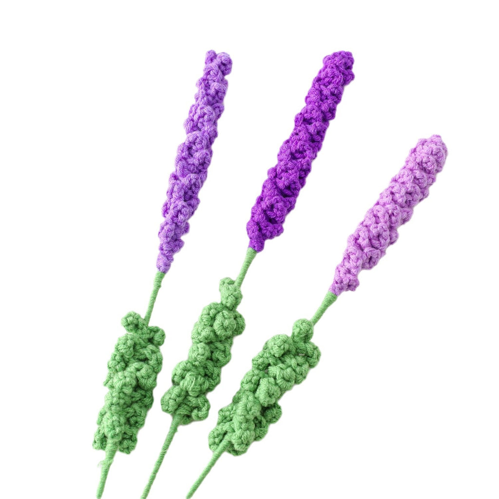Crochet lavender stem showing spiked bloom detail