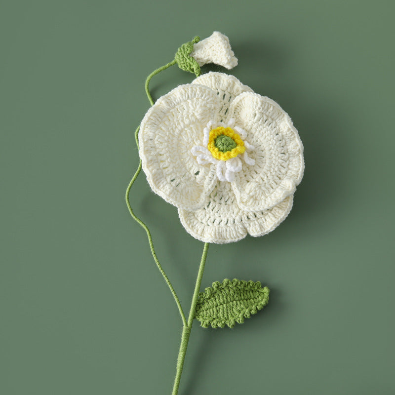 Crochet large poppy stem showing dark centre detail