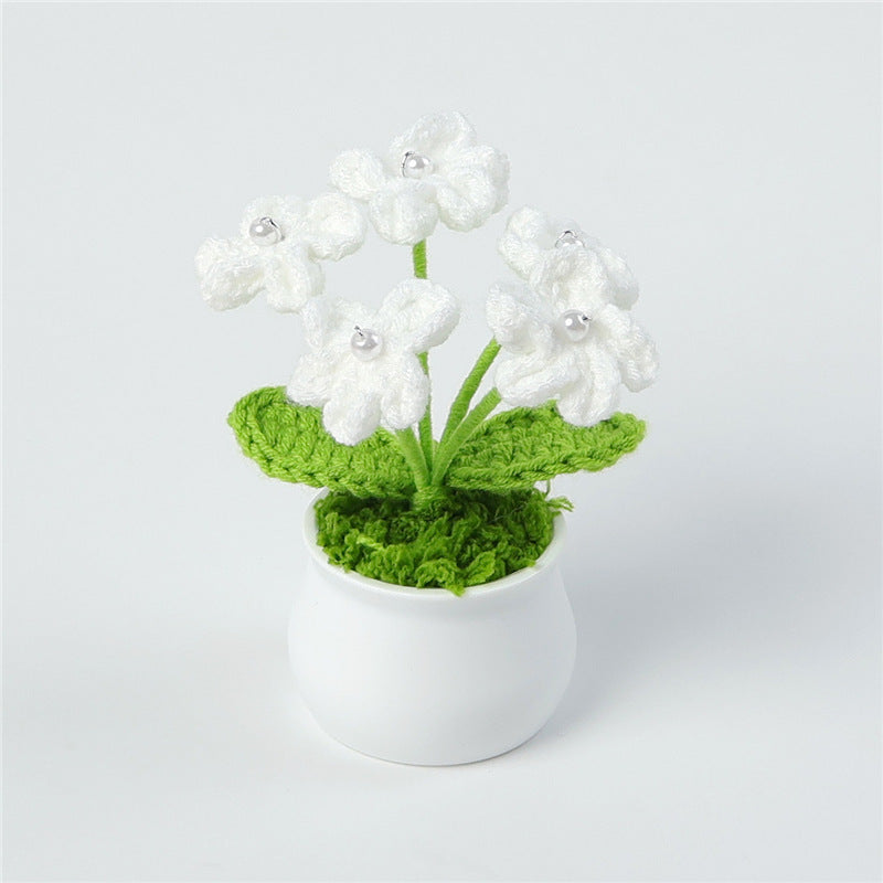 Handmade hydrangea crochet plant pot colour option
