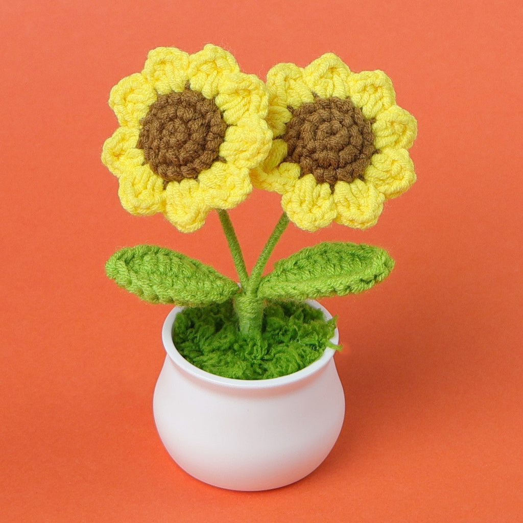 Crochet Multi-Head Sunflower Plant Pot
