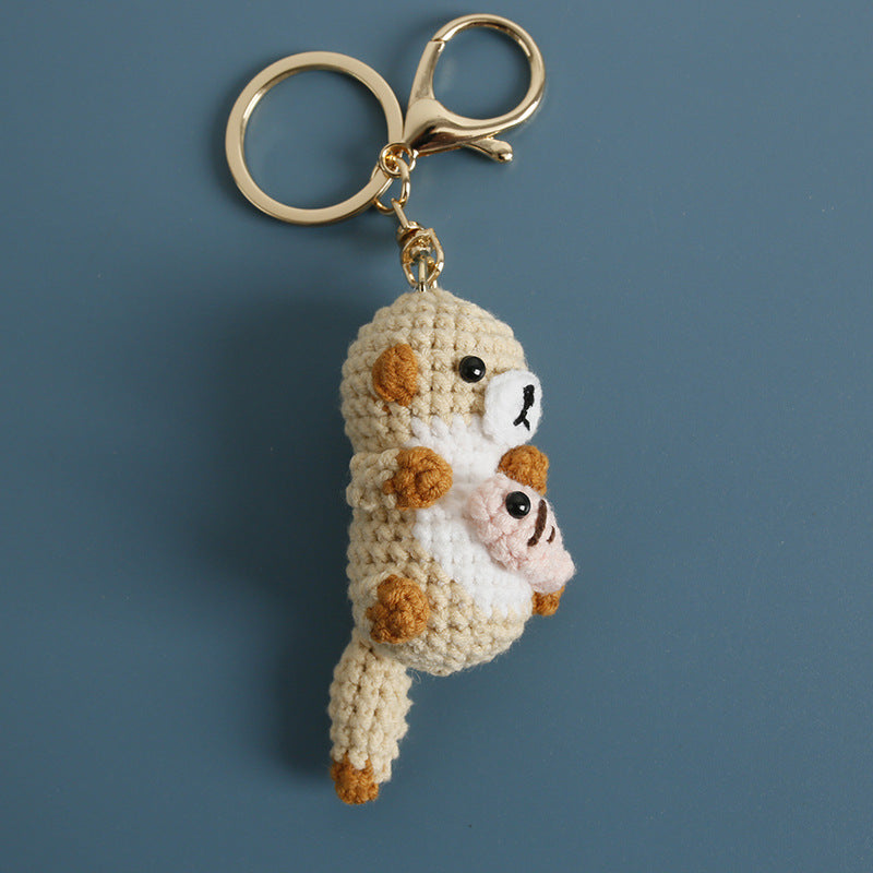 Crochet Sea Otter & Fish Keyring