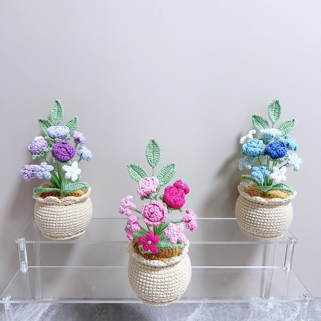 Crochet Rose Large Plant Pot