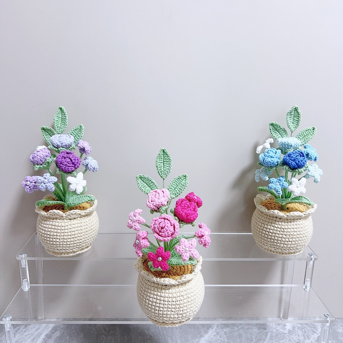 Crochet Rose Large Plant Pot