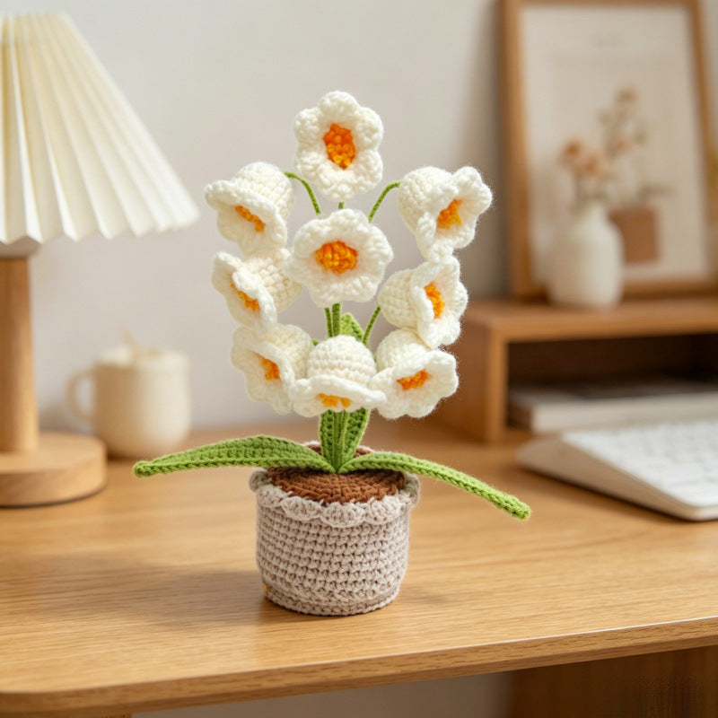 Crochet Lily of the Valley Large Flower Pot