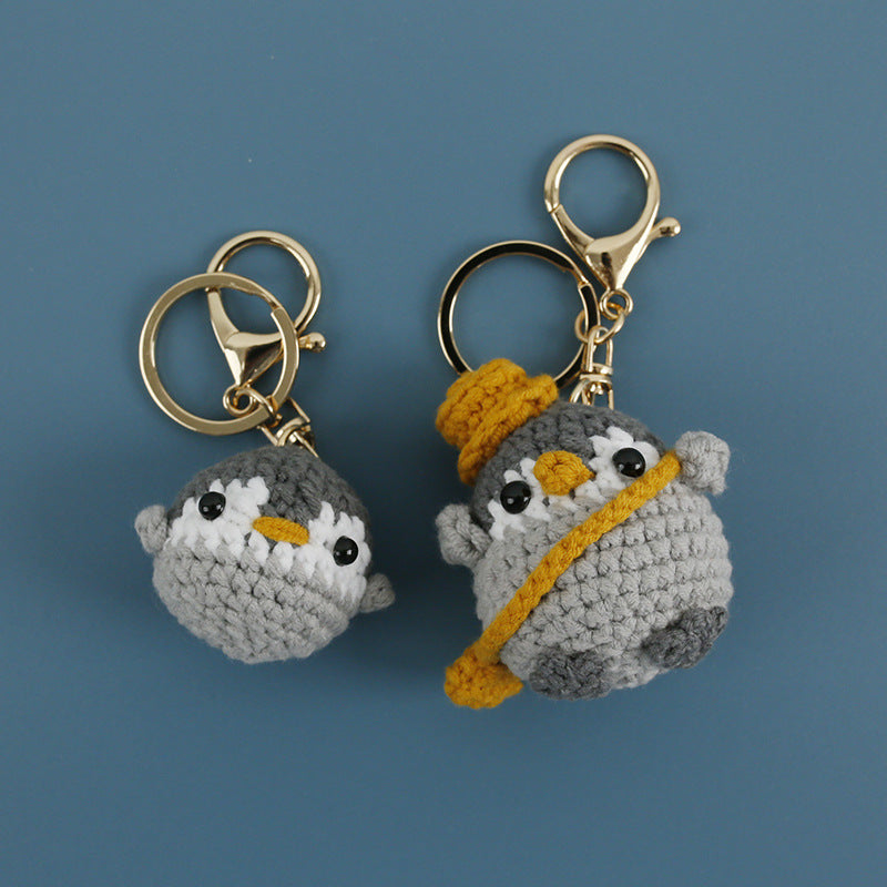 Crochet mini penguin keyring suitable as bag charm