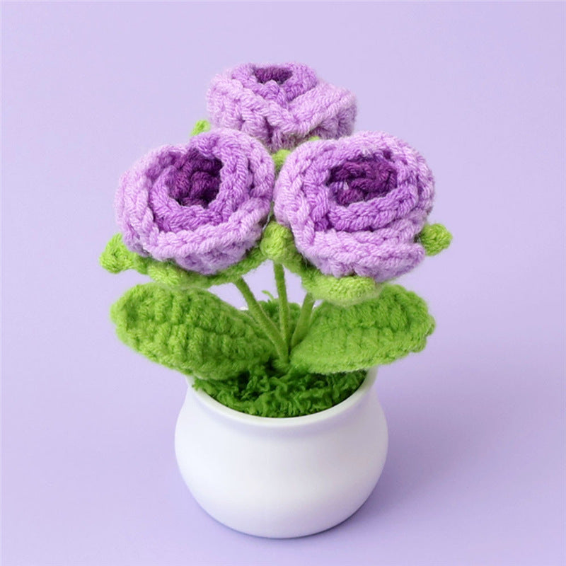 Crochet Rose Plant Pot