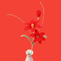 Handmade crochet rain lily stem with slender trumpet bloom