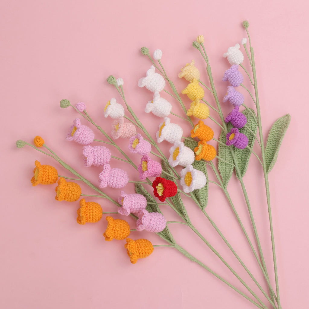 Handmade crochet lily of the valley stem with cascading bells