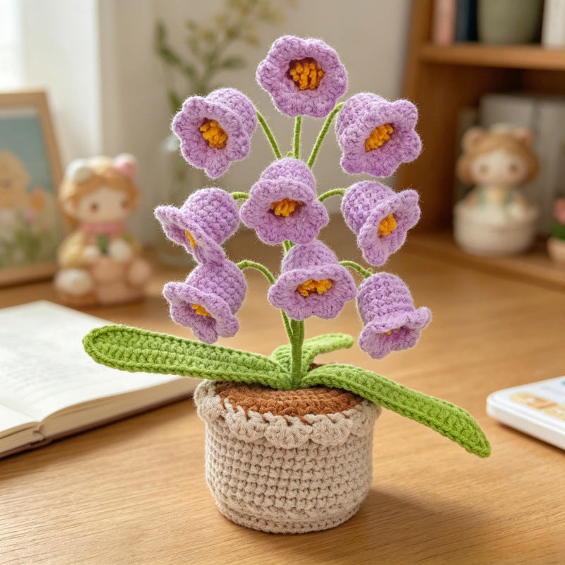 Crochet Lily of the Valley Large Flower Pot