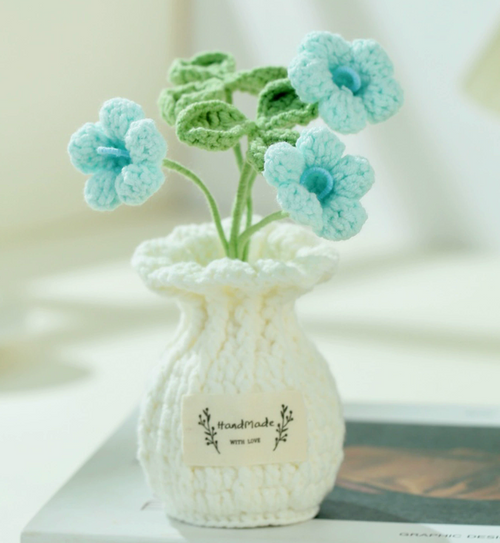 Crochet Clover Flower Plant Pot (Medium)