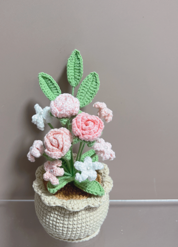 Crochet Rose Large Plant Pot