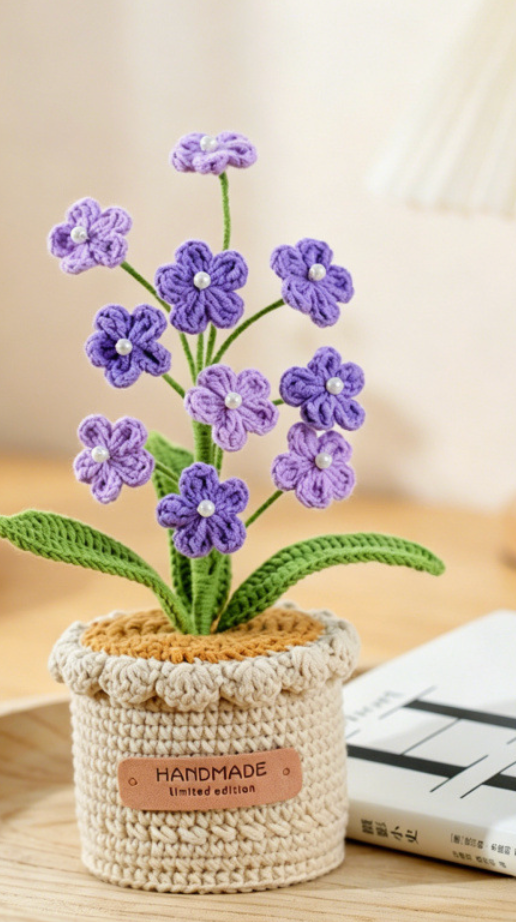 Crochet Forget-Me-Not Large Plant Pot
