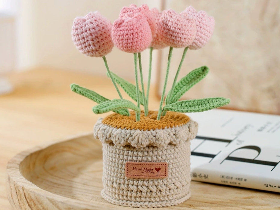 Crochet Tulip Large Flower Pot