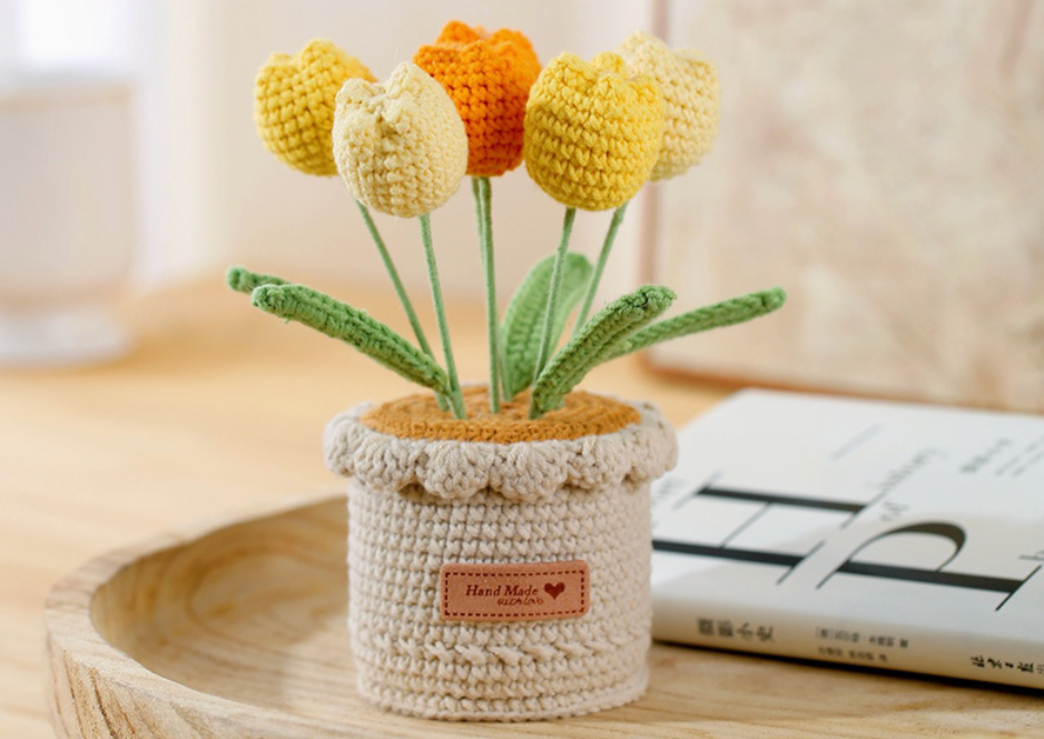 Crochet Tulip Large Flower Pot