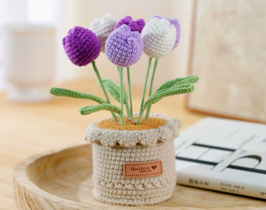 Crochet Tulip Large Flower Pot