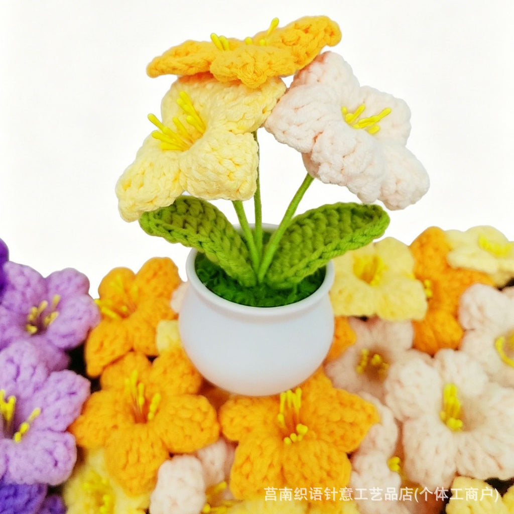 Handmade crochet bell flower pot yellow colour option