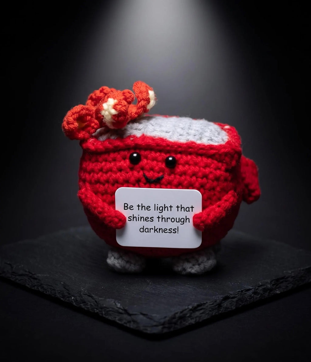 Crochet everyday things plushie range on plain background