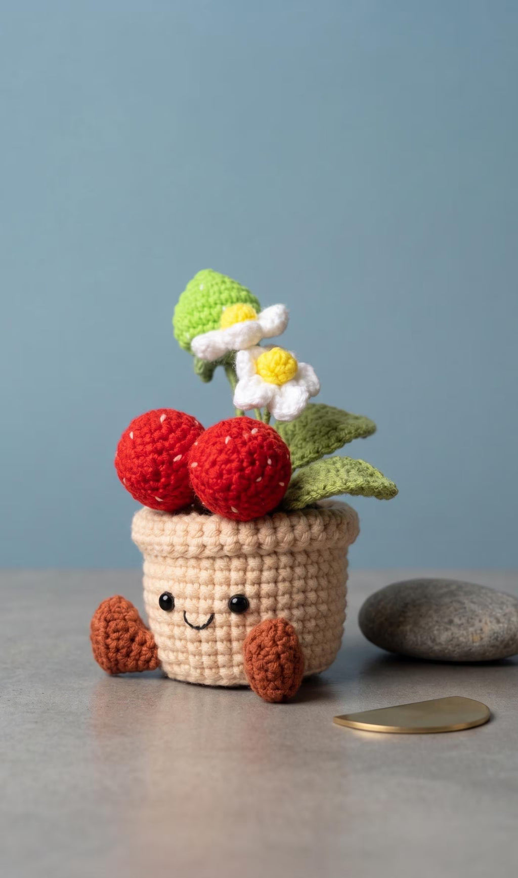 Crochet Strawberry Pot (Medium)