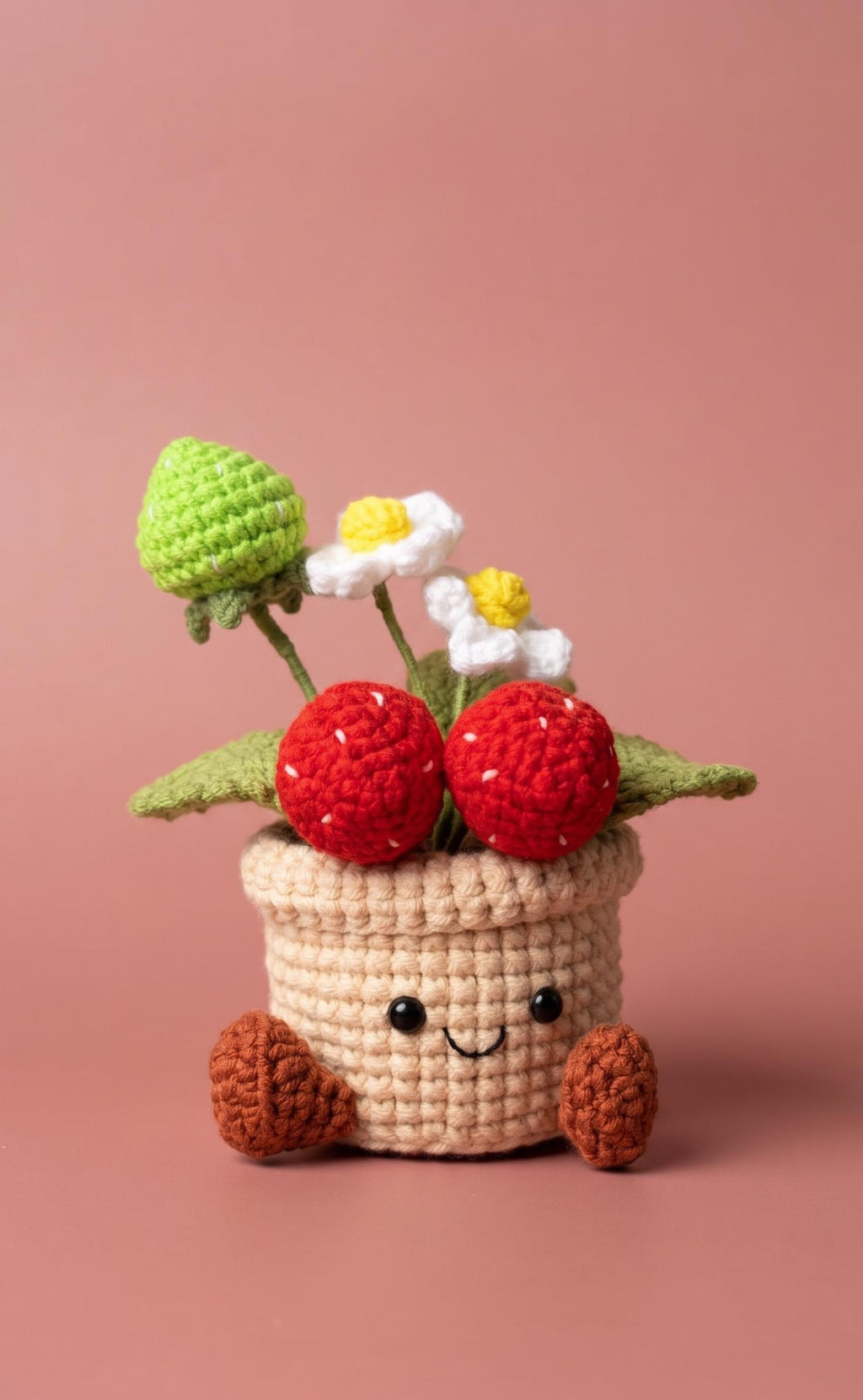 Crochet Strawberry Pot (Medium)