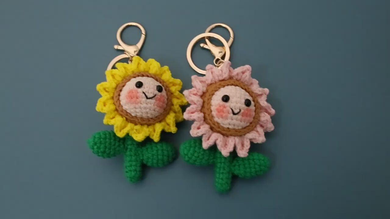 Crochet Cactus Flower Keyring