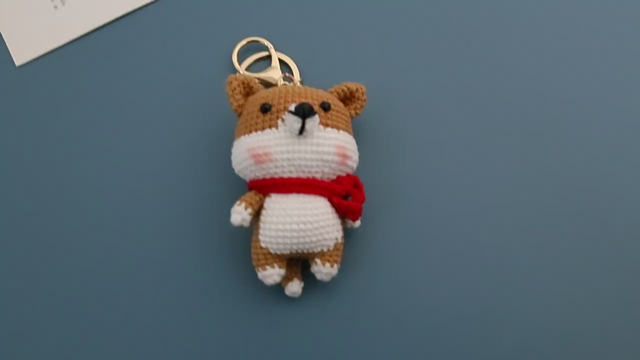 Crochet Corgi Keyring with Scarf