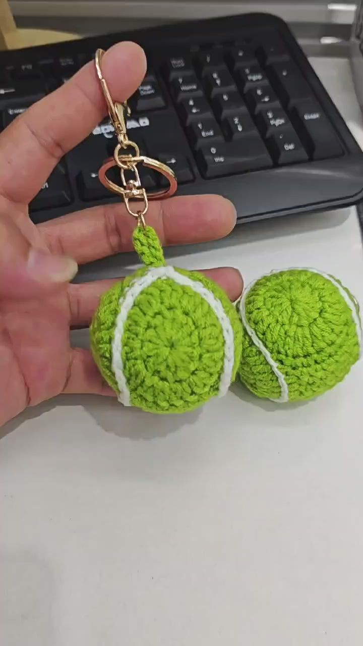 Crochet Tennis Ball Keyring